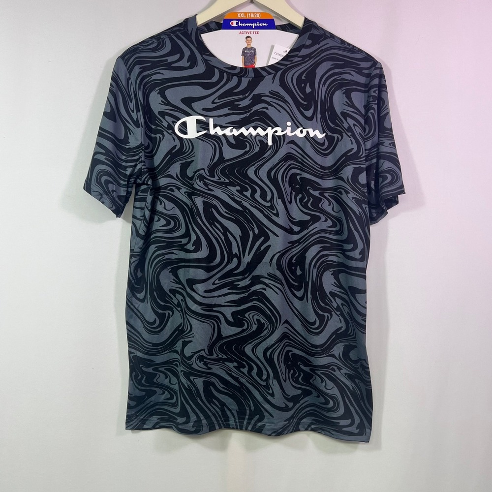 Champion Boys Active Tee Dark Slate Marble Swirl XXL 18/20